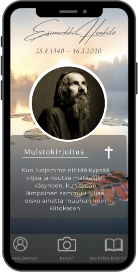 Profiilin ensimmäinen sivu jossa henkilön nimi sekä kuva