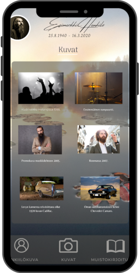 Profiilin toinen sivu jossa henkilöön liitettyjä kuvia